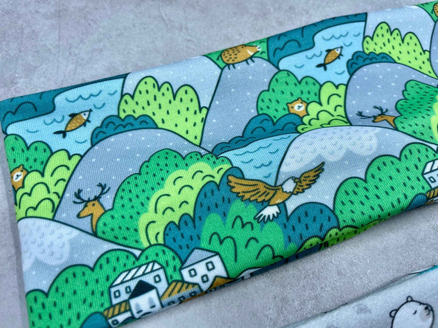 Handmade Mountains & Polar Bears Jersey Knit Headband