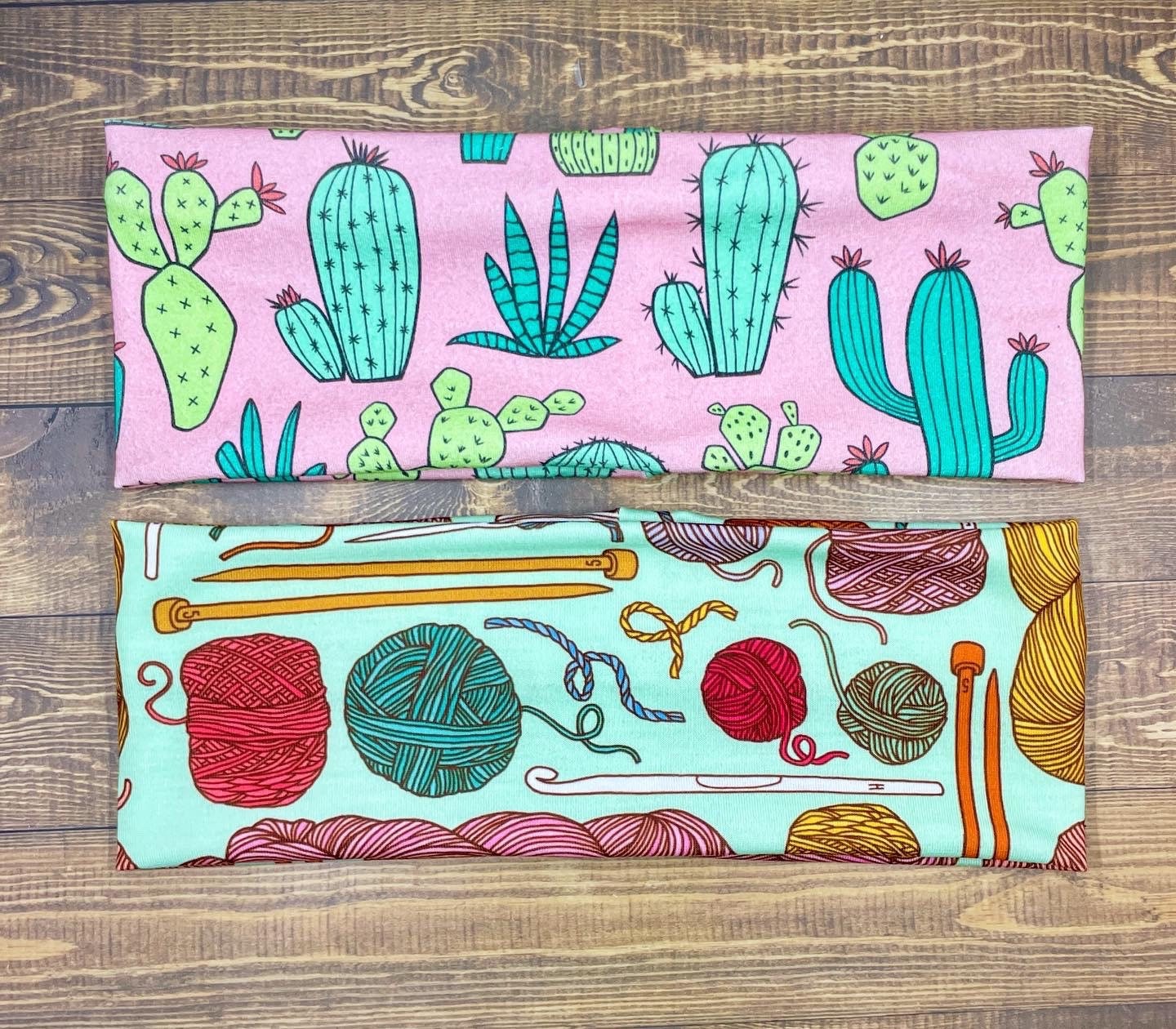 Knitting Headband and Desert Cactus Succulent Jersey Knit Soft Yarn Bandeau