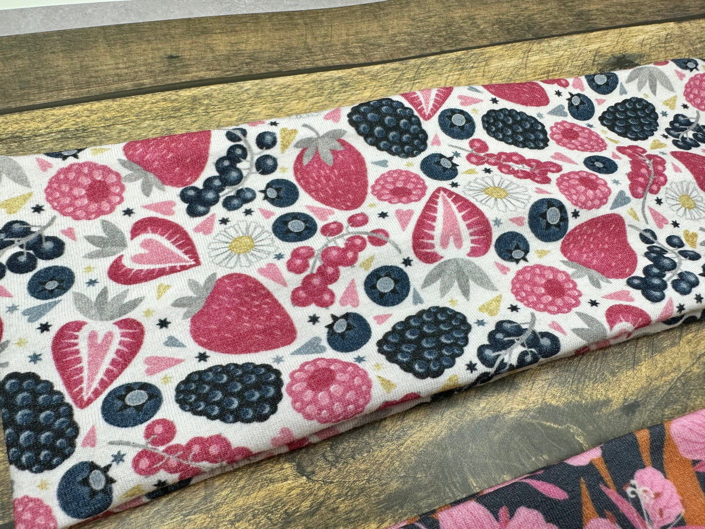 Alaskan Fireweed and Berries  Handmade Headbands Jersey Knit Soft Raspberries Blueberries Floral and Flowers