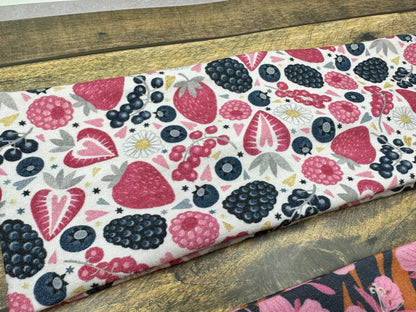 Alaskan Fireweed and Berries  Handmade Headbands Jersey Knit Soft Raspberries Blueberries Floral and Flowers