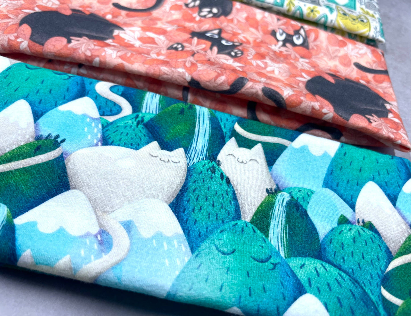 Cats Mountains and Tiki Handmade Headbands Jersey Knit Soft