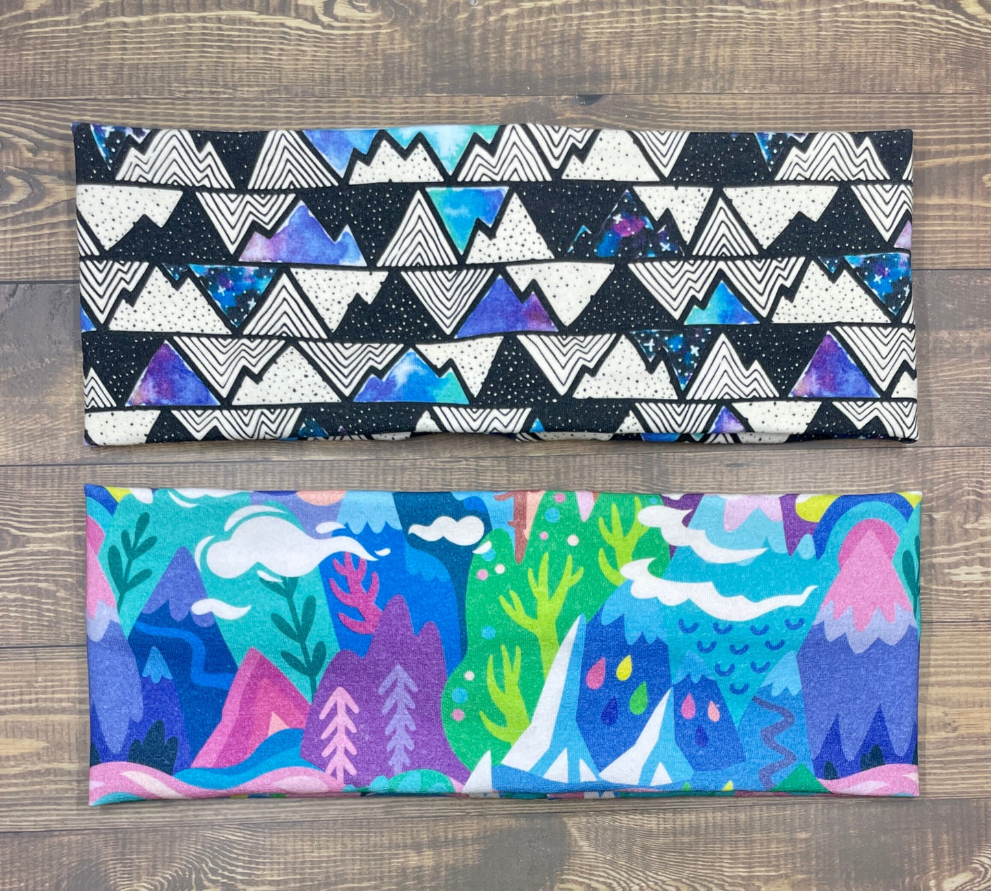 Mountains Handmade Headbands Jersey Knit Soft Starry Galaxy and Watercolor Mountains