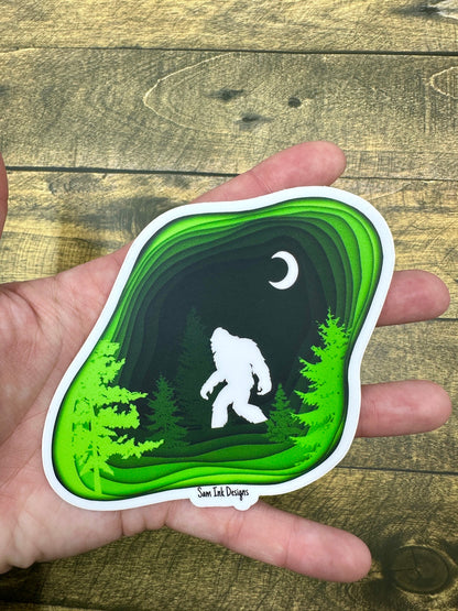 Big Foot Sticker Sasquatch Original Artwork – Big Foot Print Art – Bigfoot Fine Art Print – Home Décor – Bigfoot Wall Art – Sasquatch Gift
