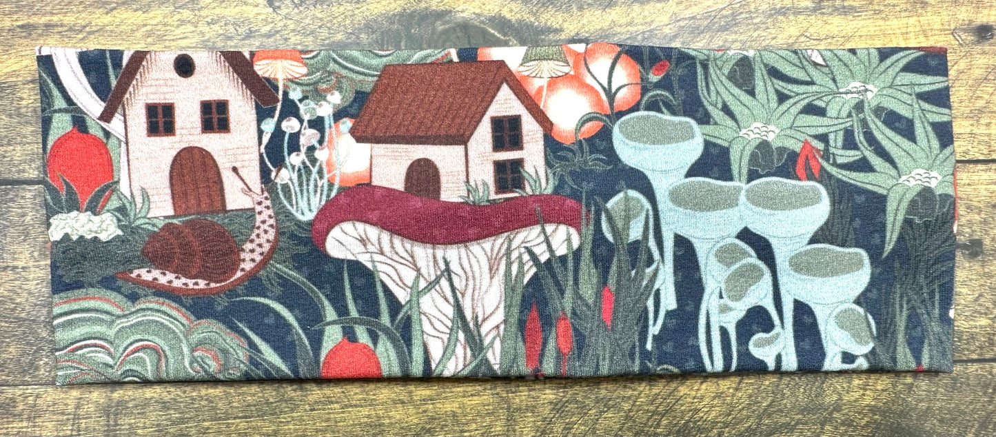 Handmade Mushroom House Headband: Soft Jersey Knit