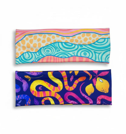 Neon Snakes and Abstract Mountains Spring Colors Jersey Knit Soft Headbands