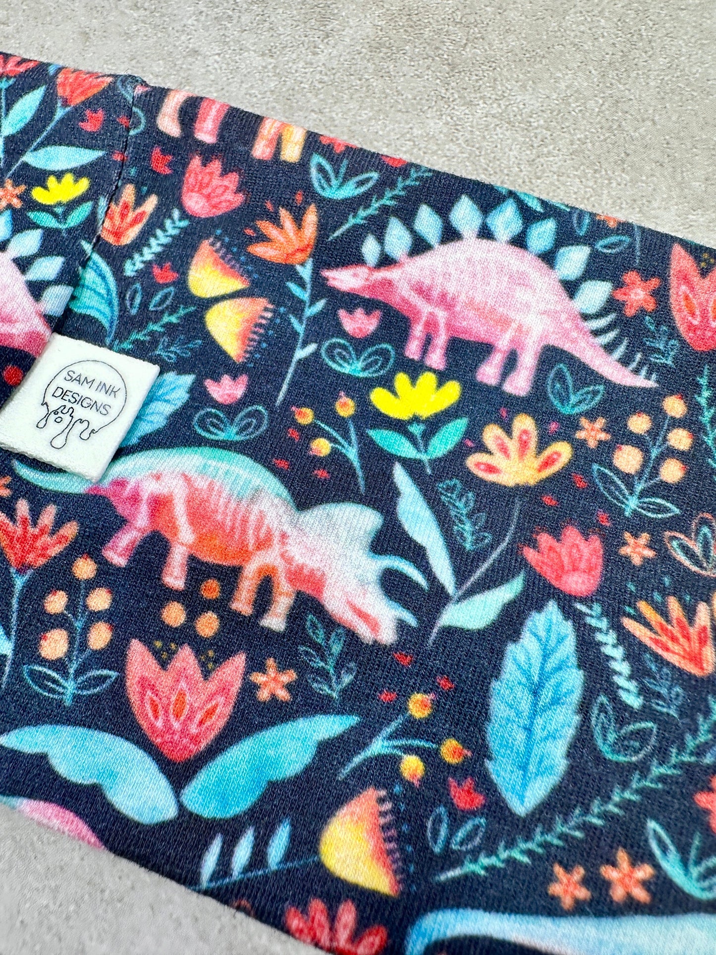 Dino Floral Headband Jersey Knit Soft Headbands T Rex Bandeau Dino Flower and  Bones