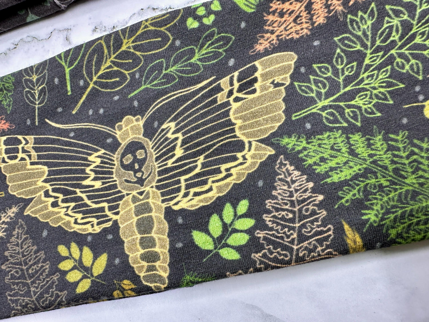 Handmade Dark Academia Headband: Moth, Ferns, Bookshelves Print