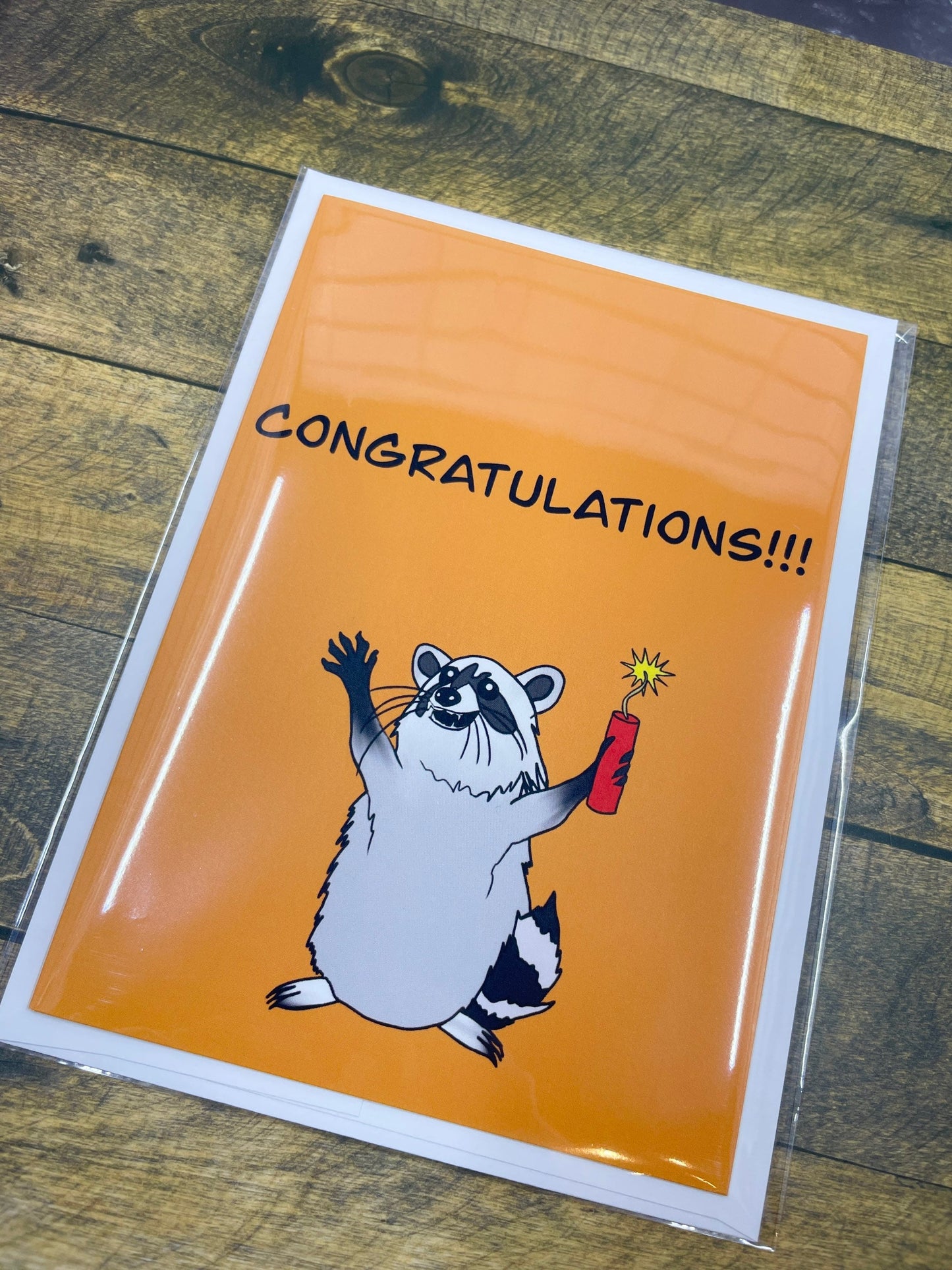 Cute Raccoon Chaos Explosive Greeting Card Thank You Congratulations Card