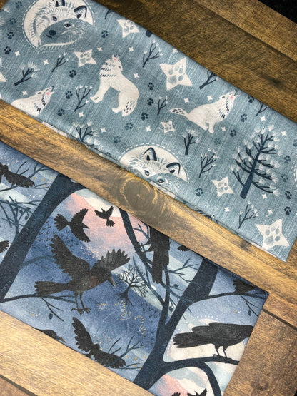 Wolf and Raven Jersey Knit Soft Headbands Crafts Alaska Gift