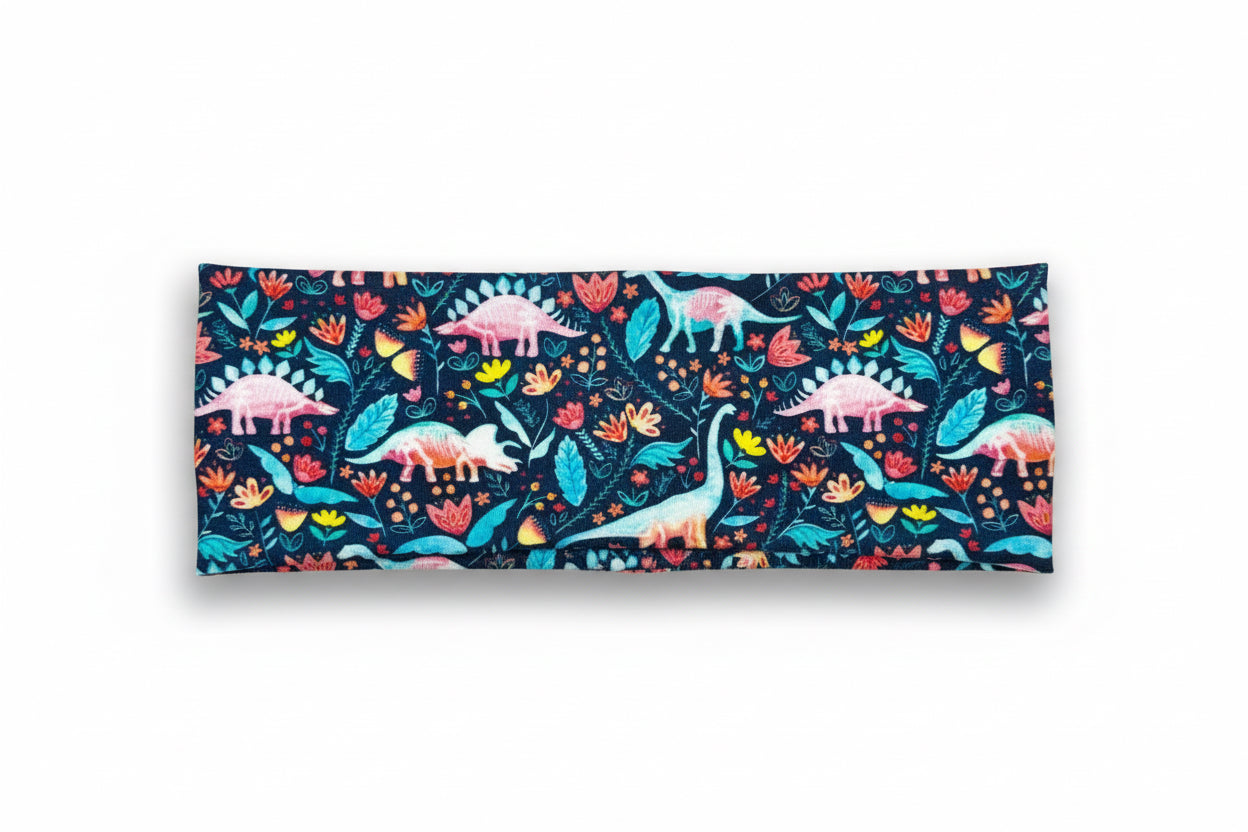 Dino Floral Headband Jersey Knit Soft Headbands T Rex Bandeau Dino Flower and  Bones