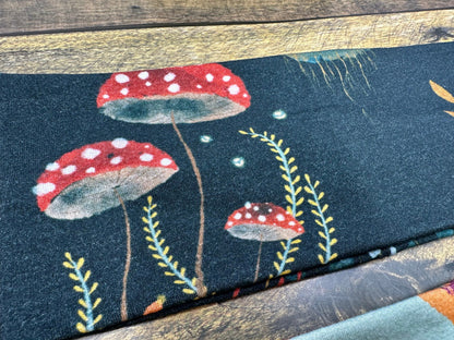 Dark Mushrooms and Leafs Handmade Headbands Jersey Knit Soft Mushrooms