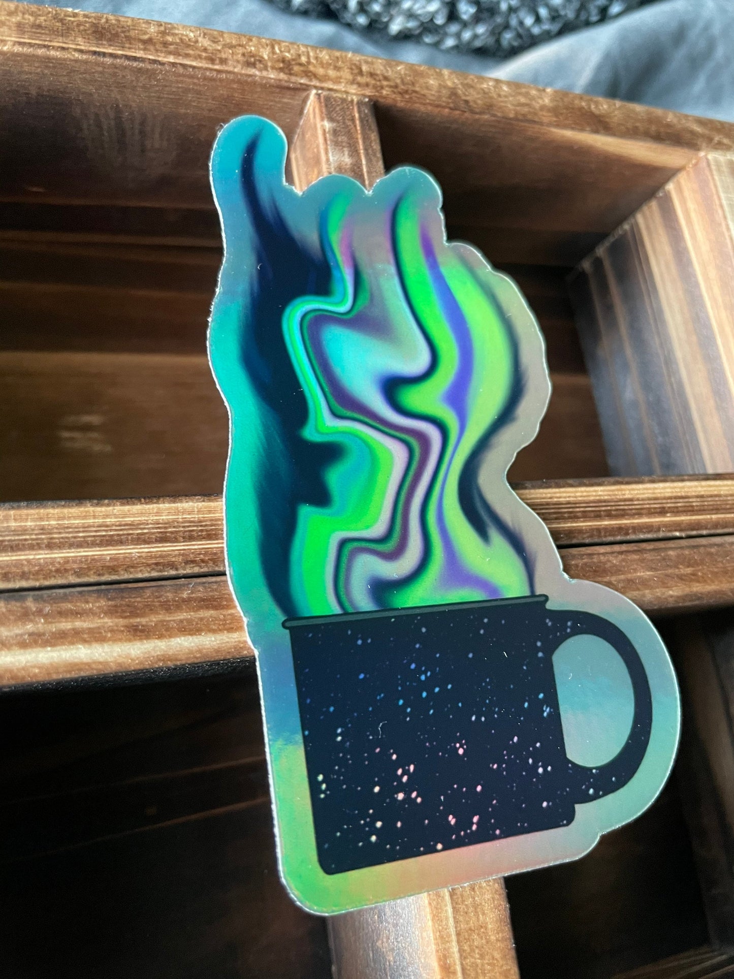 Holographic Coffee Cup Sticker: Waterproof Vinyl Decal