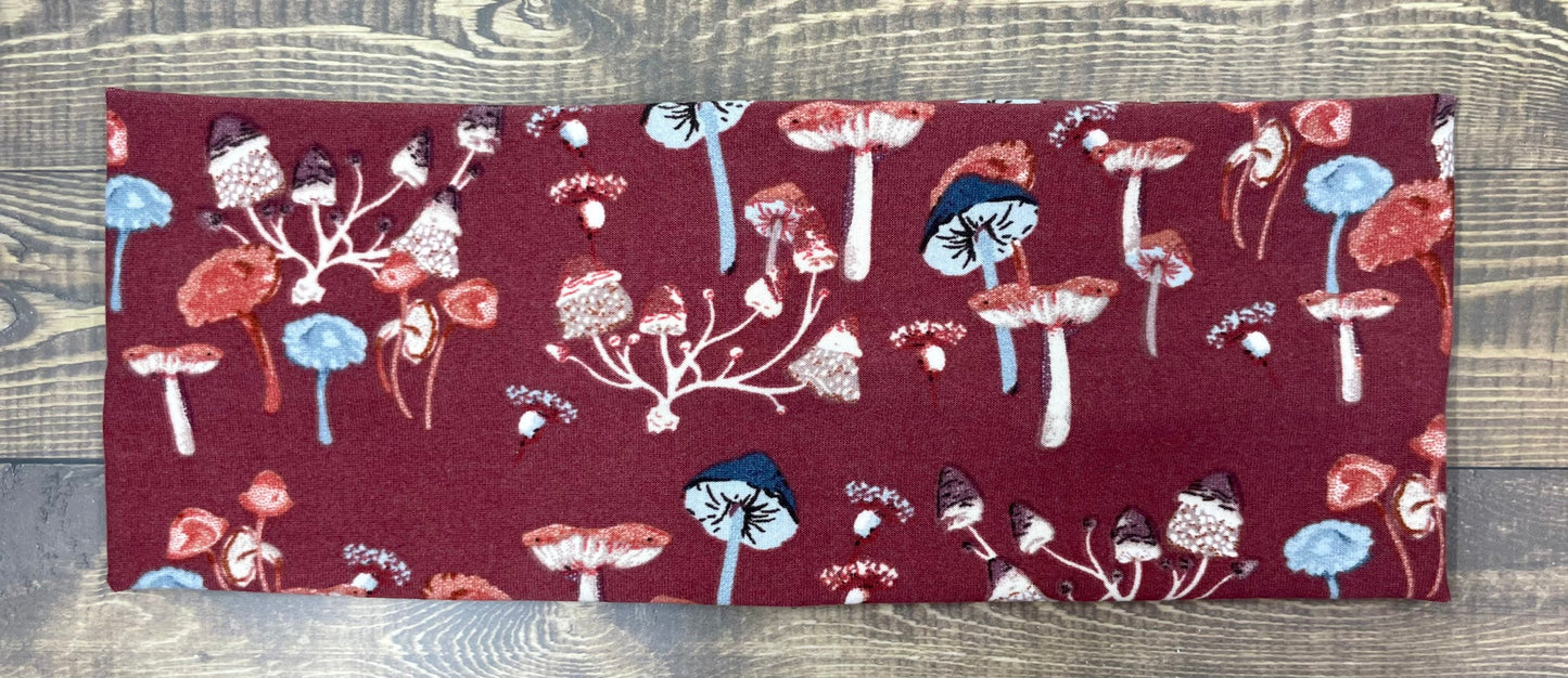 Mushroom Headband Purple and Red Handmade Bandeau Jersey Knit Soft