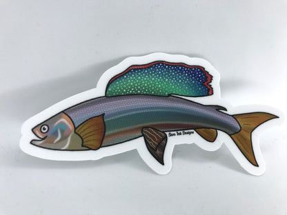 Arctic Grayling Fish Sticker: Holographic Alaska Decal