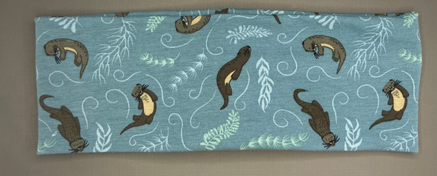 Sea Otter and Puffin Alaskan Handmade Headbands Jersey Knit Soft