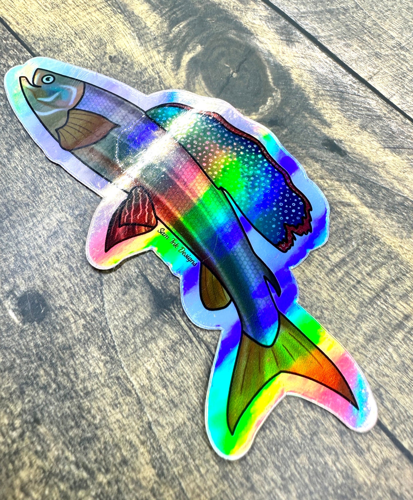 Arctic Grayling Fish Sticker: Holographic Alaska Decal
