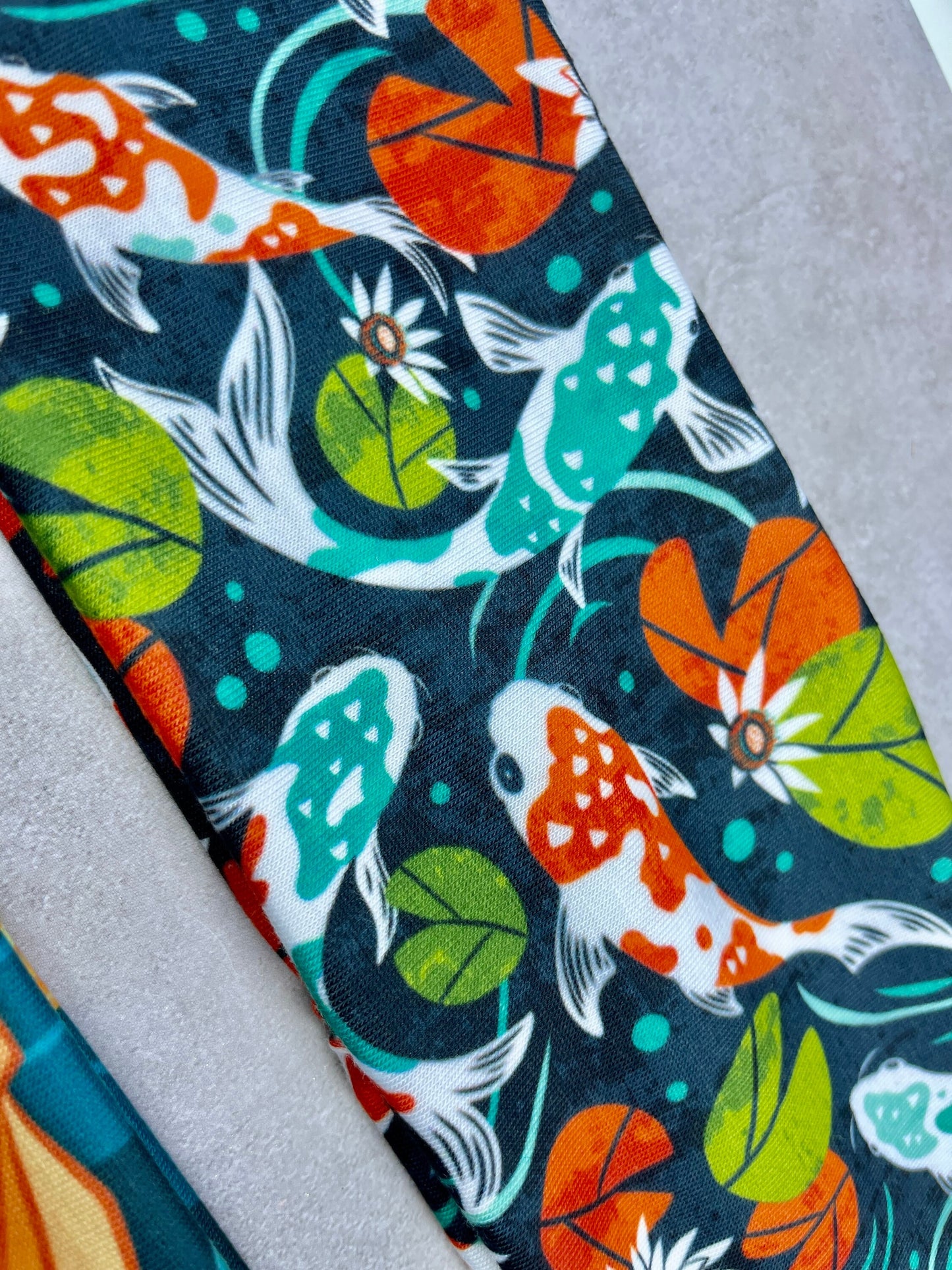 Koi Pond Fish Leap Pads Water Lilly Jersey Knit Soft Headbands