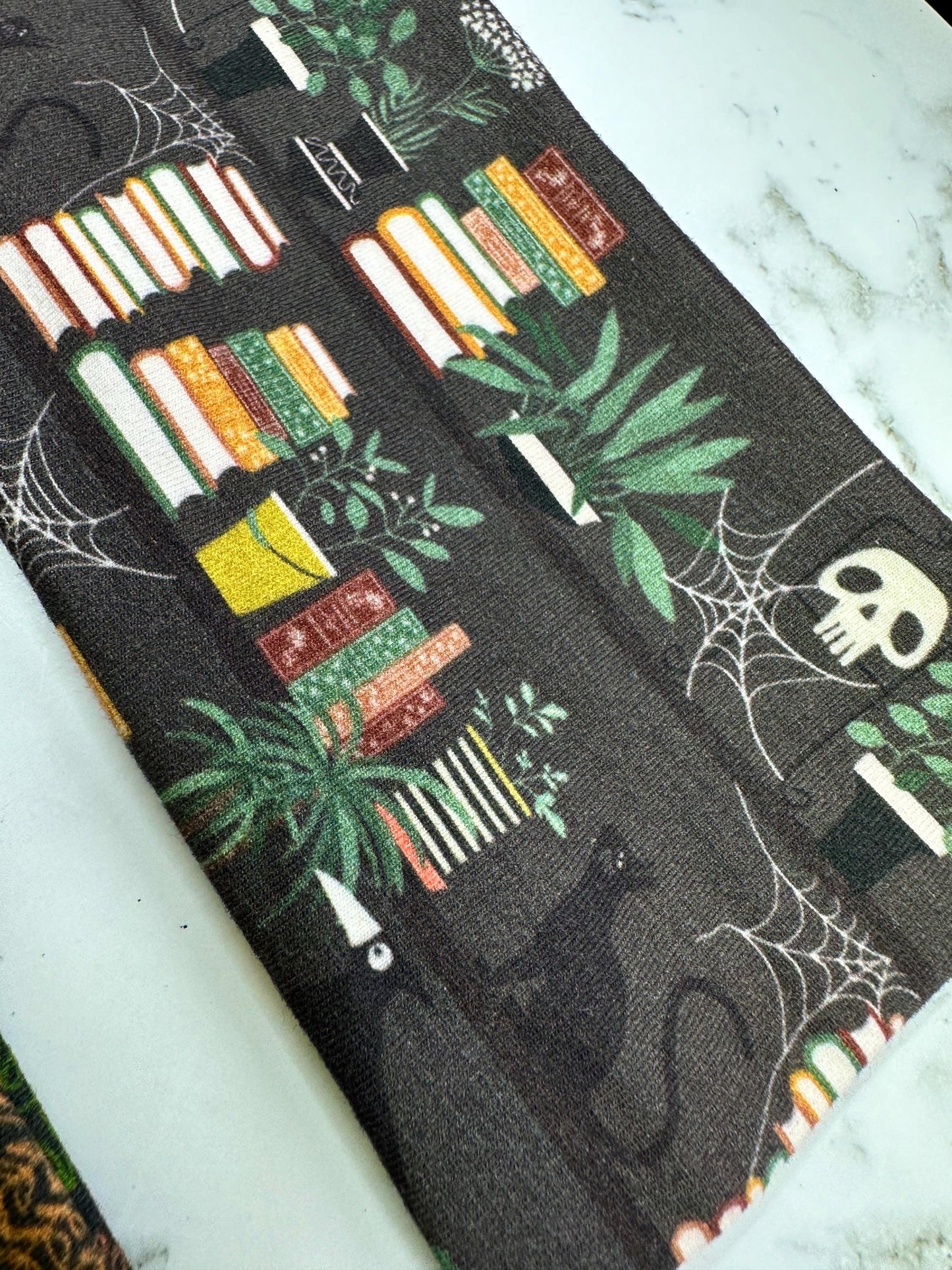 Handmade Dark Academia Headband: Moth, Ferns, Bookshelves Print