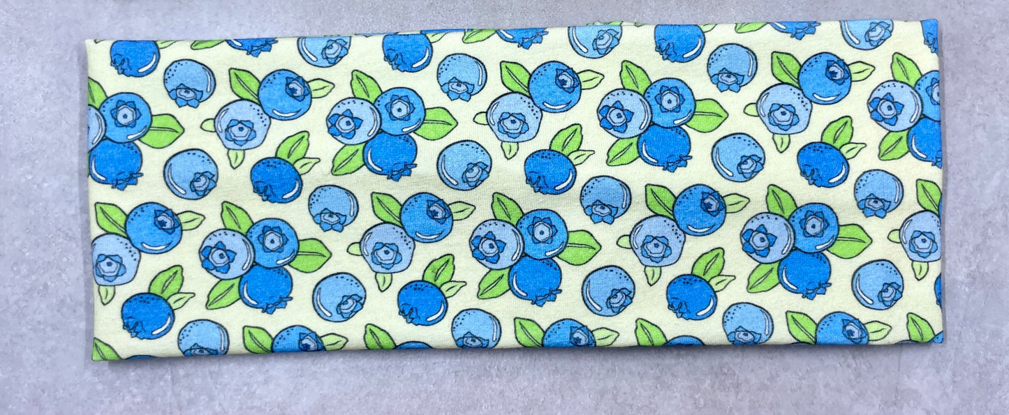 Alaskan Blueberries and Iris Flowers Handmade Headbands Jersey Knit Soft