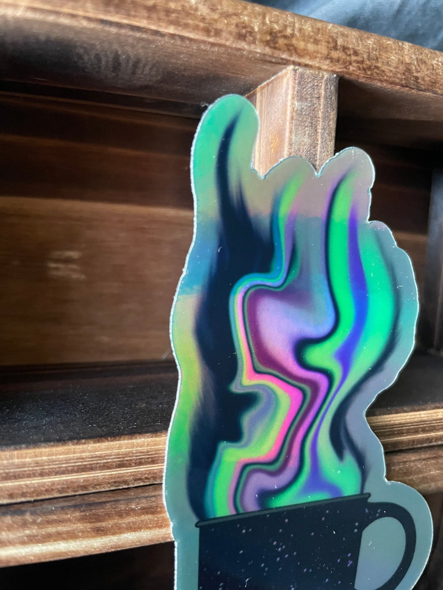 Holographic Coffee Cup Sticker: Waterproof Vinyl Decal