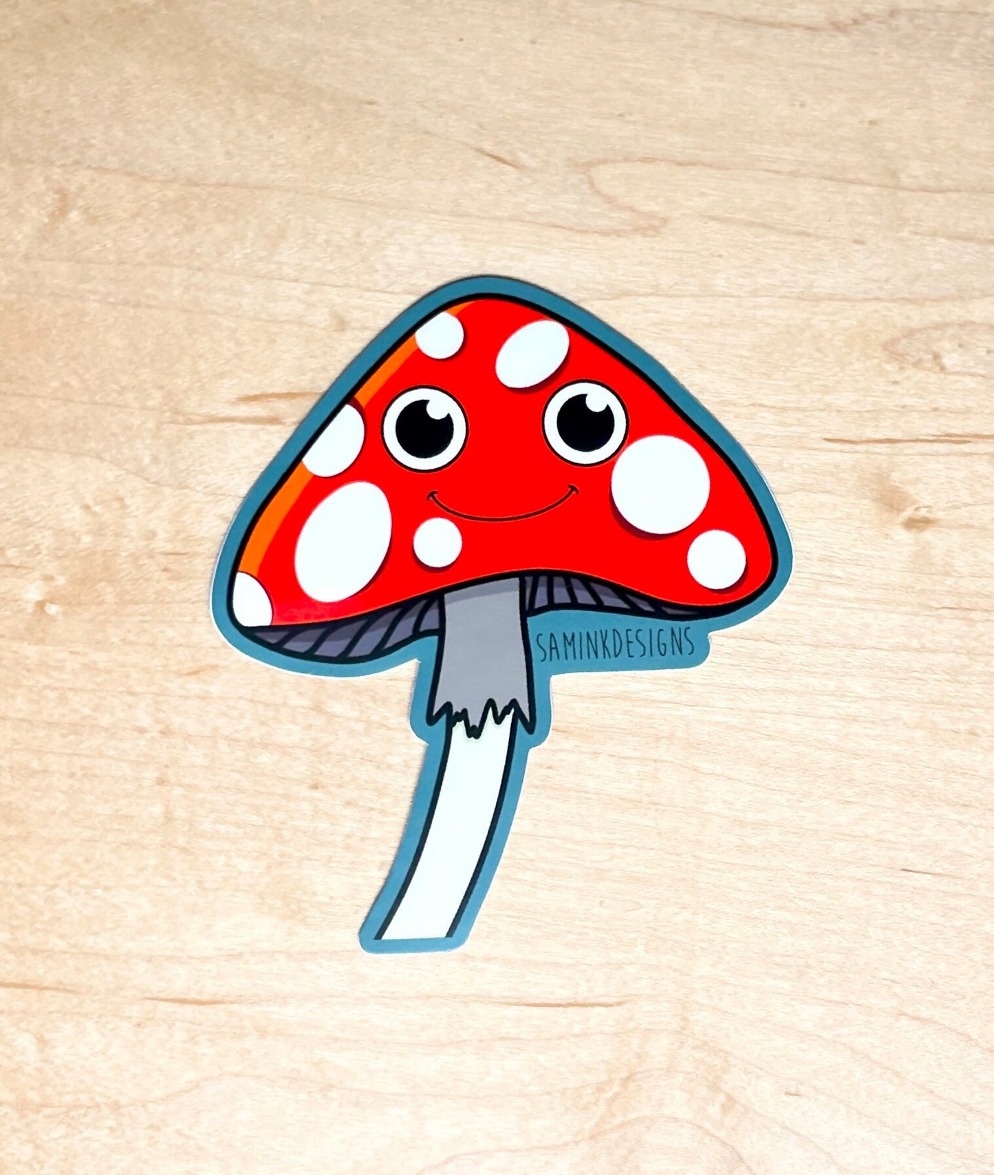 Mushroom Smiley Face Sticker: Waterproof Vinyl Decal