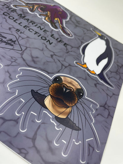 Marine Life Sticker Pack: Alaska Animals, Waterproof Vinyl Decals