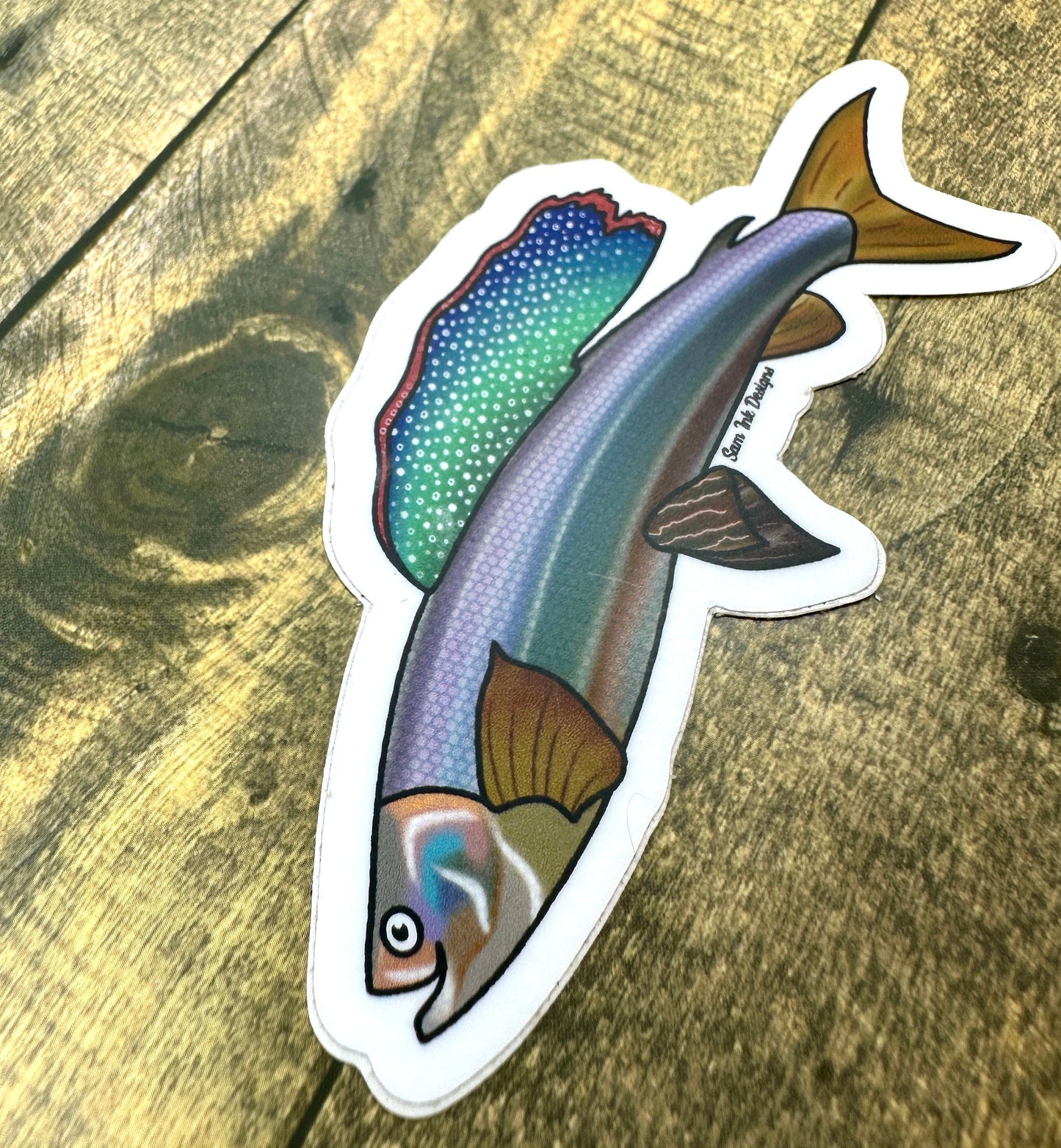 Arctic Grayling Fish Sticker: Holographic Alaska Decal