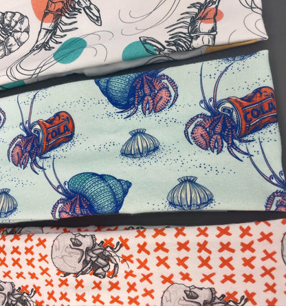 Shrimp Headband and Crabs Handmade Bandeau Jersey Knit Soft