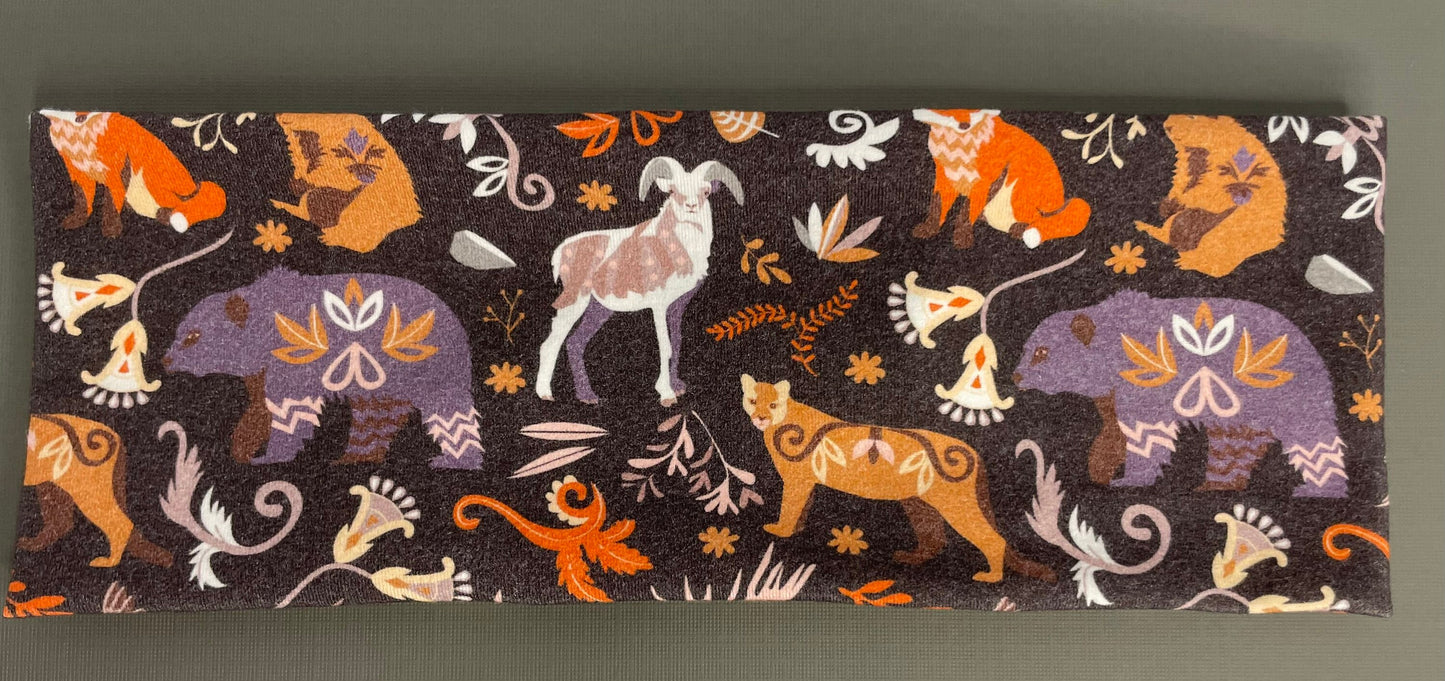 Wilderness Animals Moose Raccoons Handmade Headbands Jersey Knit Soft
