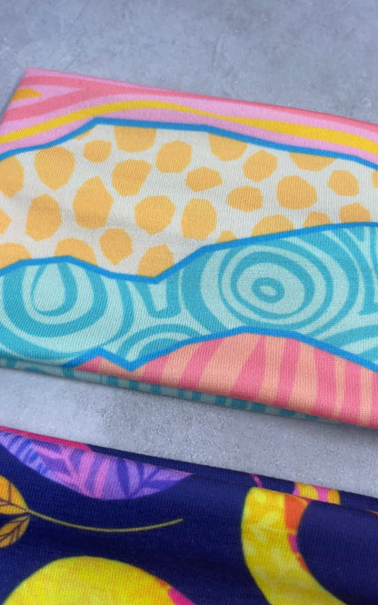 Neon Snakes and Abstract Mountains Spring Colors Jersey Knit Soft Headbands