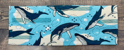 Humpback Whales Handmade Headbands Jersey Knit Soft Watercolor Graphic Design Art