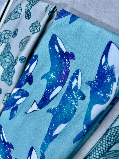 Orca Barnacles Grayling Fish Watercolor Headbands Jersey Knit Soft
