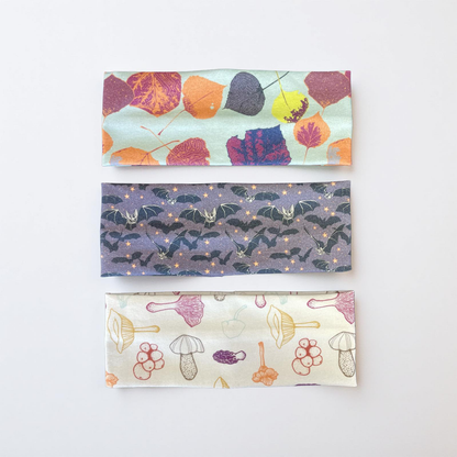 Bats Leafs and Mushrooms Handmade Headbands Jersey Knit Soft