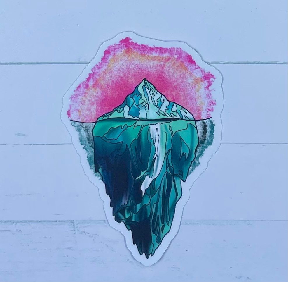 Iceberg Sticker Pink Edition Original Design Art Waterproof Laptop and Water Bottle Sticker