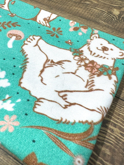 Polar Bear Heabdnsd, Alaska Ulu Headband, Handmade Knit Soft Headbands, Forrest and Mushroom