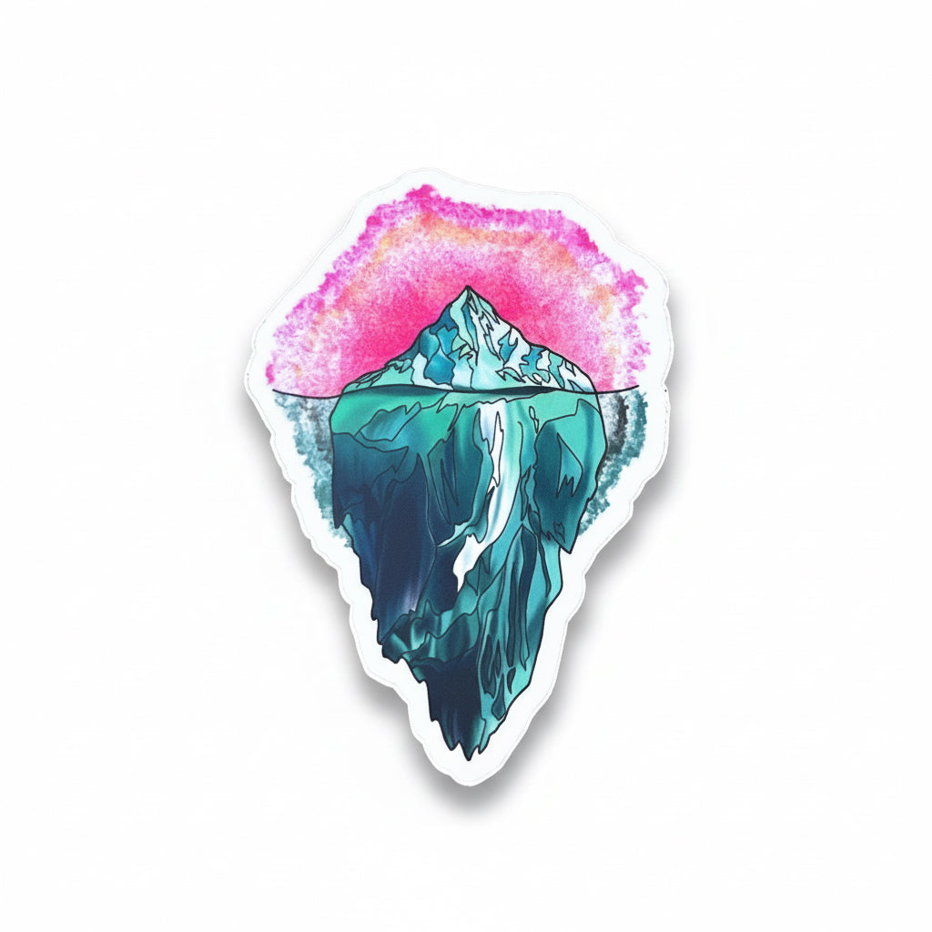 Iceberg Sticker Pink Edition Original Design Art Waterproof Laptop and Water Bottle Sticker