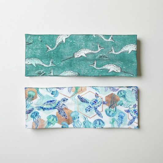 Turtles and Narwhal Watercolor Headbands Jersey Knit Soft