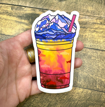 Alaskan Wildflower Drink Sticker: Waterproof Vinyl Die Cut