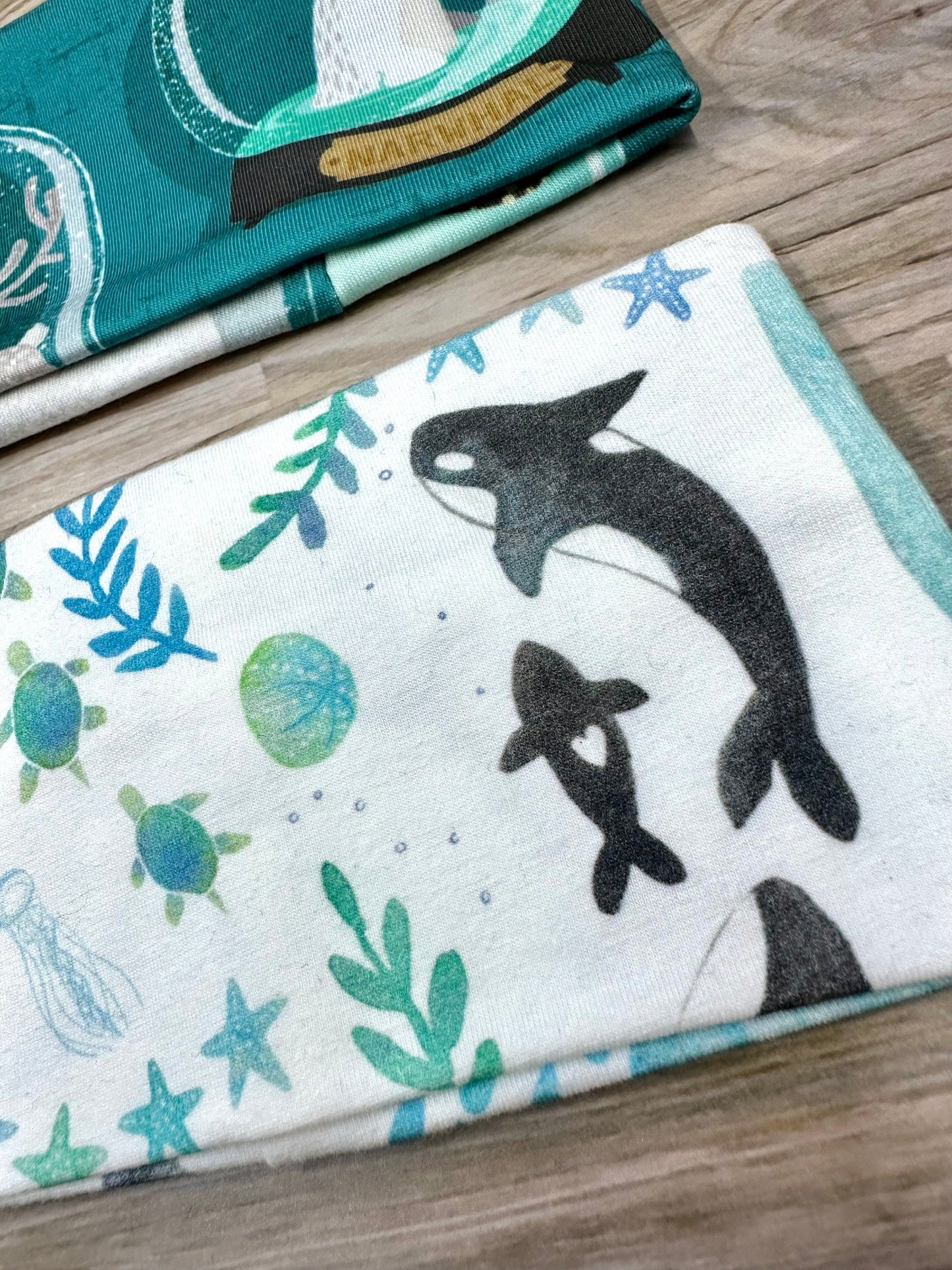 Arctic Animals and Whales Handmade Headbands Jersey Knit Soft Marine Life Killer Whale Narwhal Whaleshark Turtles Arctic Fox
