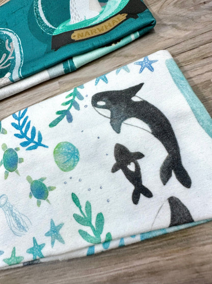 Arctic Animals and Whales Handmade Headbands Jersey Knit Soft Marine Life Killer Whale Narwhal Whaleshark Turtles Arctic Fox