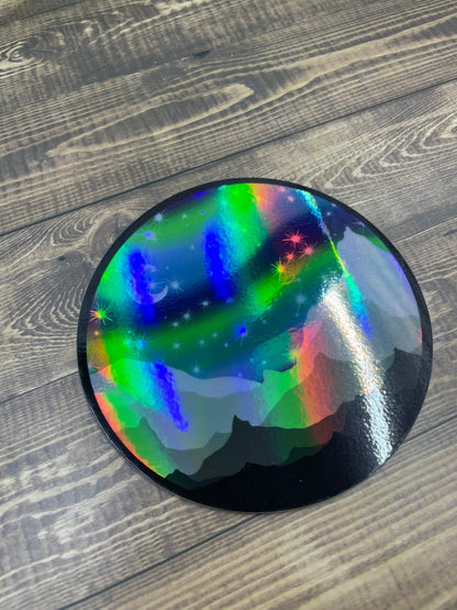 Alaskan Aurora Holographic Sticker Waterproof Original Art Design Durable Fade Resistant Alaska Gift