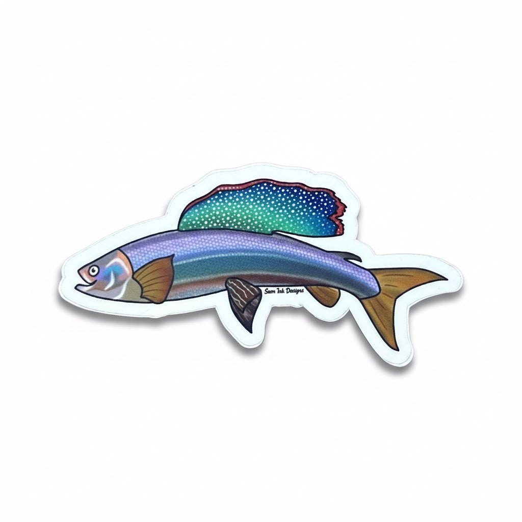Arctic Grayling Fish Sticker: Holographic Alaska Decal