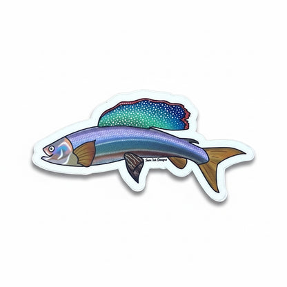 Arctic Grayling Fish Sticker: Holographic Alaska Decal