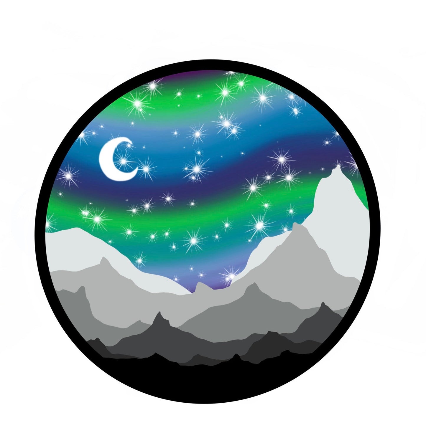 Alaska Mountain Aurora Sticker: Waterproof Vinyl Decal