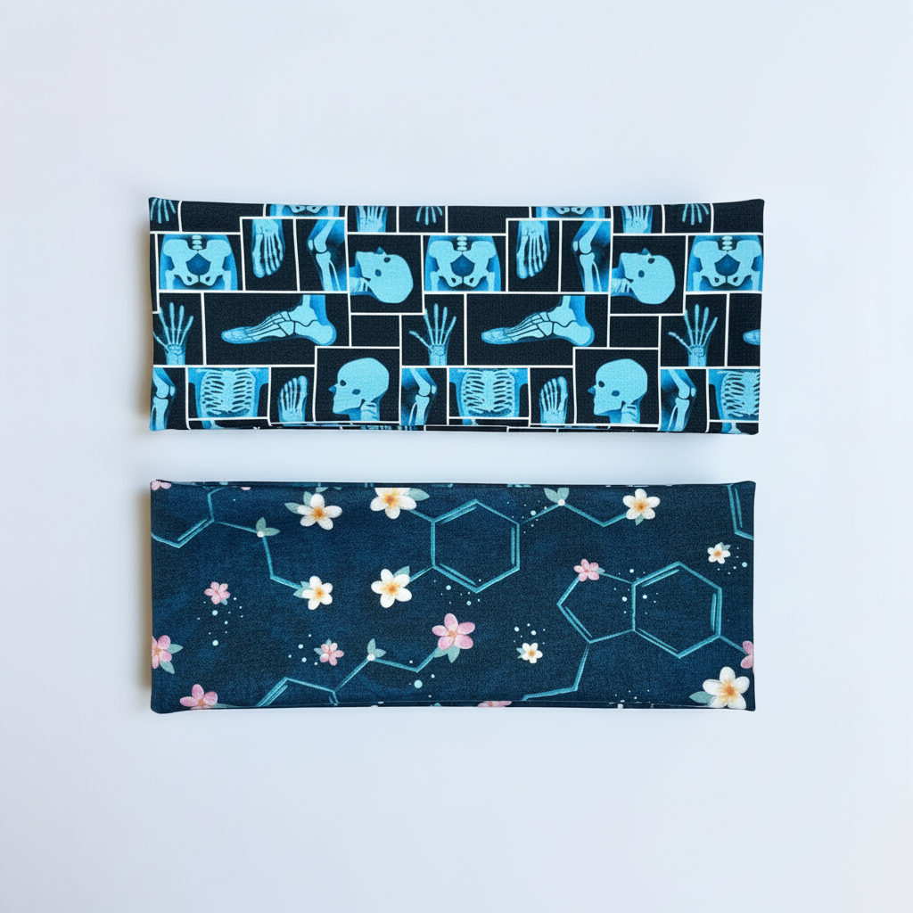 Medical X-Ray and Serotonin Chemical Floral Handmade Headbands Jersey Knit Soft