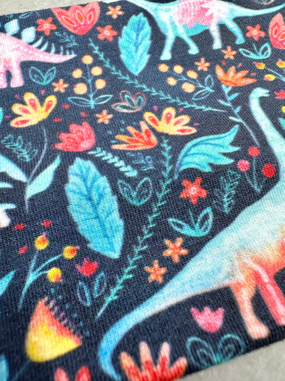 Dino Floral Headband Jersey Knit Soft Headbands T Rex Bandeau Dino Flower and  Bones