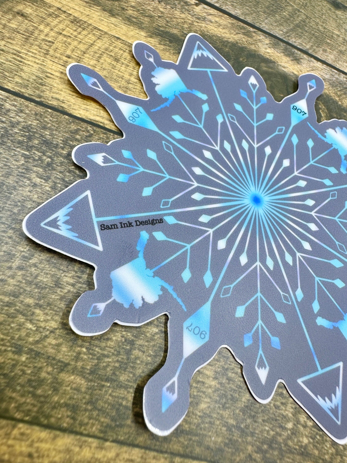 Alaska Snowflake Sticker: Original Art, Waterproof Vinyl Decal