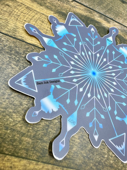 Alaska Snowflake Sticker: Original Art, Waterproof Vinyl Decal