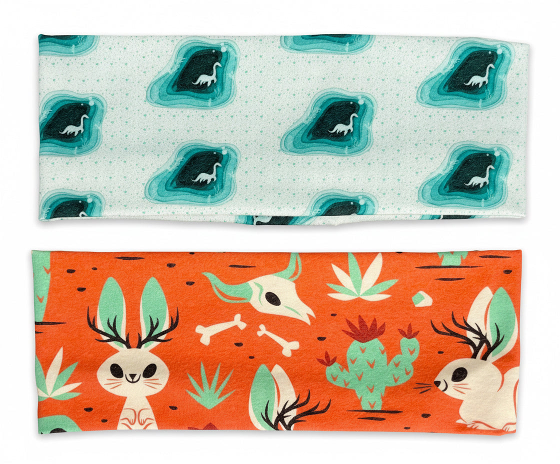 Loch Ness Monster and Jack-elope Handmade Headbands Jersey Knit Soft