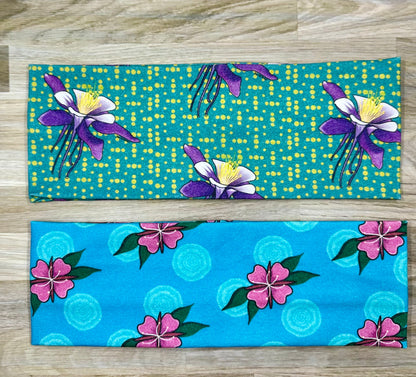 Fireweed Headband and Columbine Flower Bandeau Jersey Knit Soft Fabric Original Artwork by Me